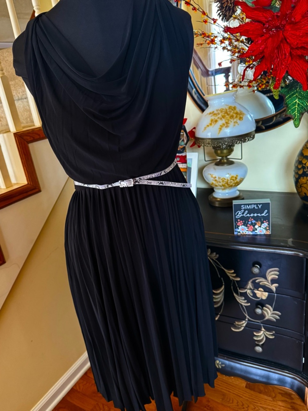 Jones New York Classic Black Draped Pleated Women's Dress - Picture 11 of 13